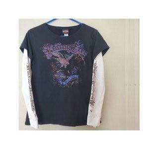 Harley Davidson Long Sleeve XL Black Sequin Top